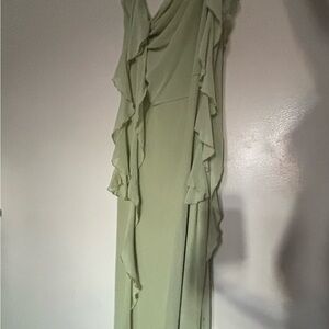 Mesh Ruffle Hem Maxi Dress